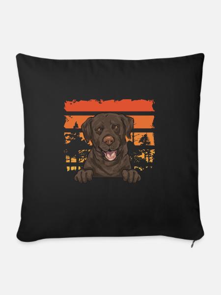 Chocolate Labrador Retriever Hund - Sofakissenbezug 45 x 45 cm - Schwarz