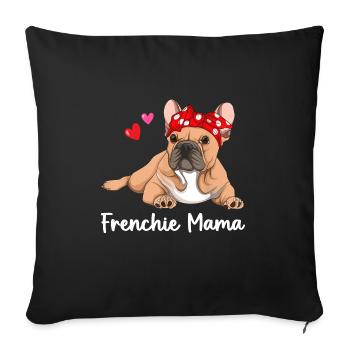 Frenchie Mama Drôle Bouledogue Français Chien Maman Mignon - Housse de coussin décorative 45 x 45 cm - noir - Devant