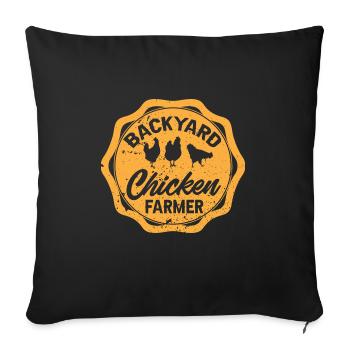 Poulet, Éleveur, Coq, Poule, Poulets de basse-cour, - Housse de coussin décorative 45 x 45 cm - noir - Devant