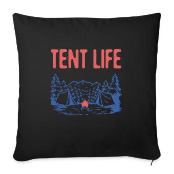 Tente Life Camping Camping d’été Camping Tropical Randonnée - Housse de coussin décorative 45 x 45 cm - noir - Devant