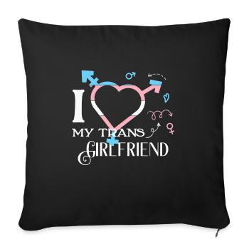 LBGT Flag Gay Pride J’aime ma petite amie trans - Housse de coussin décorative 45 x 45 cm - noir - Devant