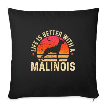 Malinois Belgian Shepherd Mechelaar Dog - Sofa pillowcase 17,3'' x 17,3'' (45 x 45 cm) - black - Front