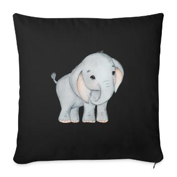 Elephant Family Mama Baby T-Shirt - Sofa pillowcase 17,3'' x 17,3'' (45 x 45 cm) - black - Front