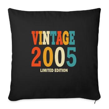18 anniversaire 18 ans né 2005 - Housse de coussin décorative 45 x 45 cm - noir - Devant