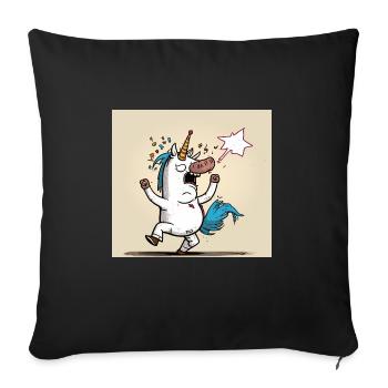 Bande dessinée licorne! Cadeau - Housse de coussin décorative 45 x 45 cm - noir - Devant