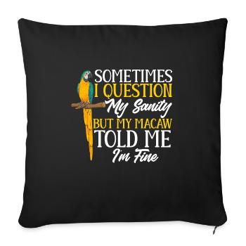 Yellow-breasted Macaw Parrot Blue And Yellow Macaw - Sofa pillowcase 17,3'' x 17,3'' (45 x 45 cm) - black - Front