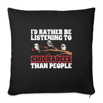 Bird Chickadee Bird Watching - Sofa pillowcase 17,3'' x 17,3'' (45 x 45 cm) - black - Front