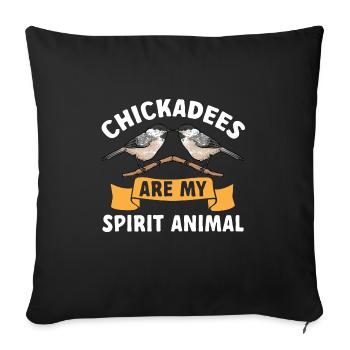 Bird Chickadee Bird Watching - Sofa pillowcase 17,3'' x 17,3'' (45 x 45 cm) - black - Front
