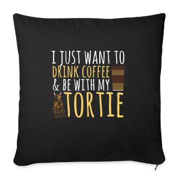 Schildpatt Katze Tortoiseshell Cat Tortie - Sofakissenbezug 45 x 45 cm - Schwarz - Vorne