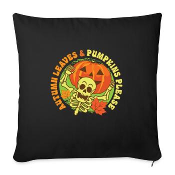 Hello Autumn Leaves and Pumpkins Please Happy - Sofakissenbezug 45 x 45 cm - Schwarz - Vorne