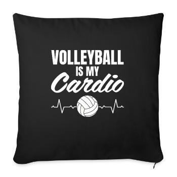 Heartbeat Volleyball Is My Cardio Spiker Blocker S - Sofa pillowcase 17,3'' x 17,3'' (45 x 45 cm) - black - Front