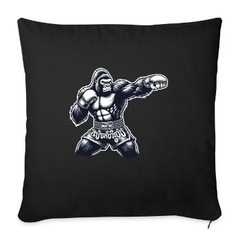 Starkes Muay Thai Gorilla Thai Boxen und Kickboxen - Sofakissenbezug 45 x 45 cm - Schwarz - Vorne