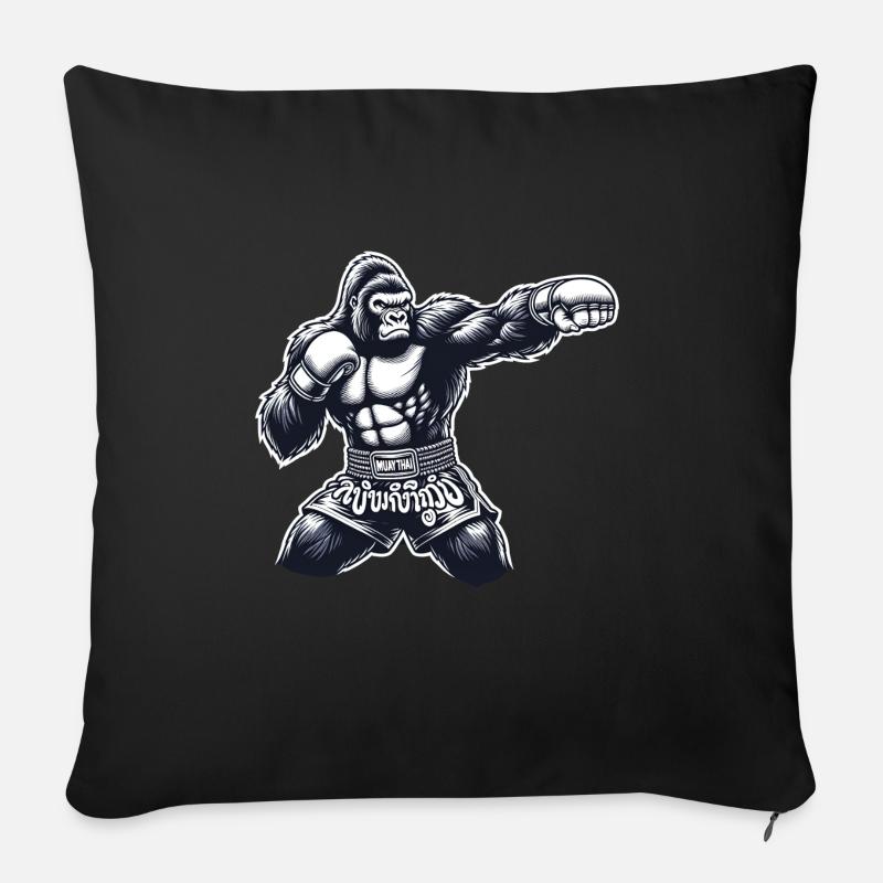 Starkes Muay Thai Gorilla Thai Boxen und Kickboxen - Sofakissenbezug 45 x 45 cm - Schwarz