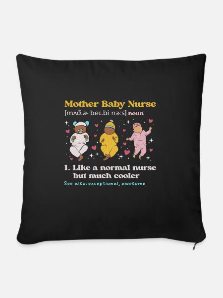 Krankenschwester Baby Entbindungsschwester - Sofakissenbezug 45 x 45 cm - Schwarz
