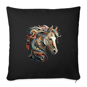 Horse Village Kids & Rider Equestrian Fans Gift - Sofa pillowcase 17,3'' x 17,3'' (45 x 45 cm) - black - Front