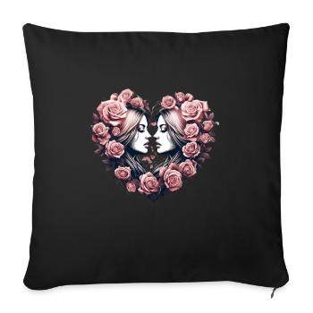Rose Heart Love - Conception d’anniversaire de mariage pour les femmes - Housse de coussin décorative 45 x 45 cm - noir - Devant