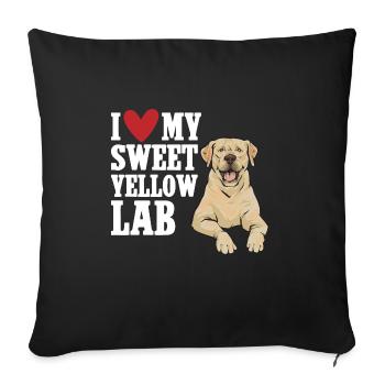 Labrador Retriever jaune - Housse de coussin décorative 45 x 45 cm - noir - Devant
