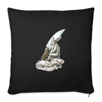 shirt motiv hare knife skull bad rabbit solo - Sofa pillowcase 17,3'' x 17,3'' (45 x 45 cm) - black - Front
