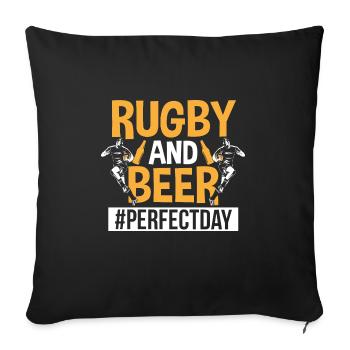 Rugby And Beer Perfect Day Rugby Fan Rugby Dad - Sofa pillowcase 17,3'' x 17,3'' (45 x 45 cm) - black - Front