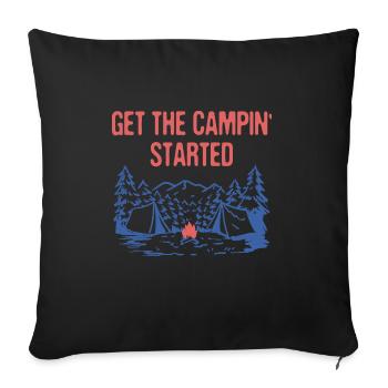 Obtenez le Campin' Started Vacances d’été Tropical - Housse de coussin décorative 45 x 45 cm - noir - Devant