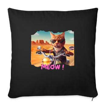 Cool cat on a motorcycle in the desert 3 - Sofa pillowcase 17,3'' x 17,3'' (45 x 45 cm) - black - Front