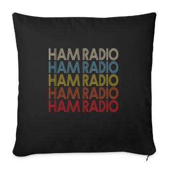 Ondes d’antenne radio amateur Vintage Amateur - Housse de coussin décorative 45 x 45 cm - noir - Devant