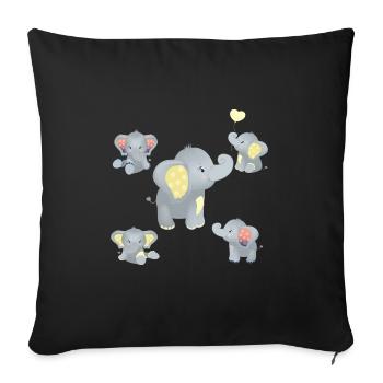 Elephant Family Mom Baby T-Shirt 2023 - Sofa pillowcase 17,3'' x 17,3'' (45 x 45 cm) - black - Front