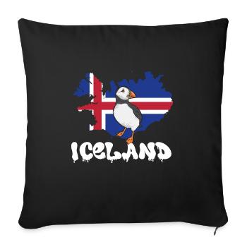 puffin, puffin, auks, lunde - Sofa pillowcase 17,3'' x 17,3'' (45 x 45 cm) - black - Front