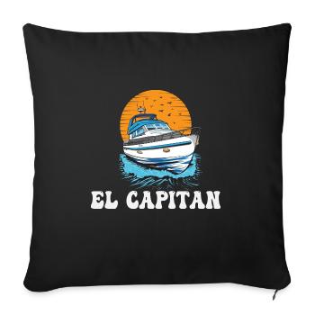 El Capitan Pontooning Propriétaire de bateau à moteur Lake Life - Housse de coussin décorative 45 x 45 cm - noir - Devant