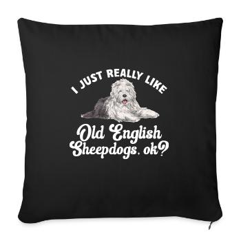 Old English Sheepdog Sheepie Bobtail - Sofa pillowcase 17,3'' x 17,3'' (45 x 45 cm) - black - Front