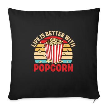 Life Is Better With Popcorn Retro Cinema Snack Vin - Sofa pillowcase 17,3'' x 17,3'' (45 x 45 cm) - black - Front