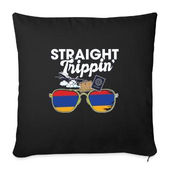 Straight Trippin' ' Arménie Vacances Tour Voyage - Housse de coussin décorative 45 x 45 cm - noir - Devant