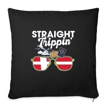 Straight Trippin' Dane Vacation Tour Travel Trip - Sofa pillowcase 17,3'' x 17,3'' (45 x 45 cm) - black - Front