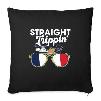 Straight Trippin' France Vacances Tour Voyage - Housse de coussin décorative 45 x 45 cm - noir - Devant