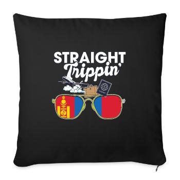 Straight Trippin' Mongolie Vacances Tour Voyage - Housse de coussin décorative 45 x 45 cm - noir - Devant