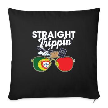Straight Trippin' Portugal Voyage de vacances - Housse de coussin décorative 45 x 45 cm - noir - Devant
