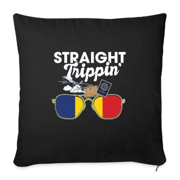 Straight Trippin' ' Roumanie Vacances Tour Voyage - Housse de coussin décorative 45 x 45 cm - noir - Devant