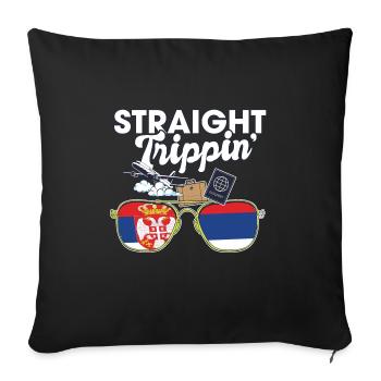 Straight Trippin' Serbia Voyage de vacances - Housse de coussin décorative 45 x 45 cm - noir - Devant
