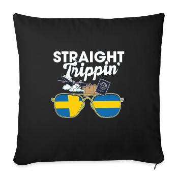 Straight Trippin' Suède Vacances Tour Voyage - Housse de coussin décorative 45 x 45 cm - noir - Devant