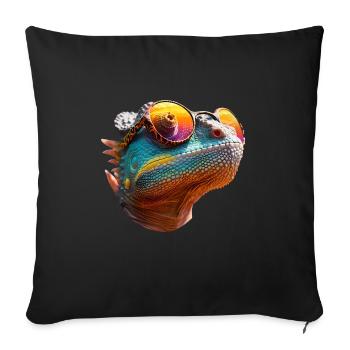 Lunettes de soleil caméléon - Housse de coussin décorative 45 x 45 cm - noir - Devant