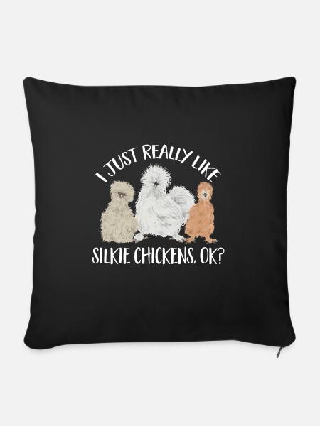 Seidenhuhn Silkie Chicken - Sofakissenbezug 45 x 45 cm - Schwarz