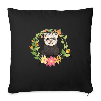 Furet, propriétaire de furet - Housse de coussin décorative 45 x 45 cm - noir - Devant