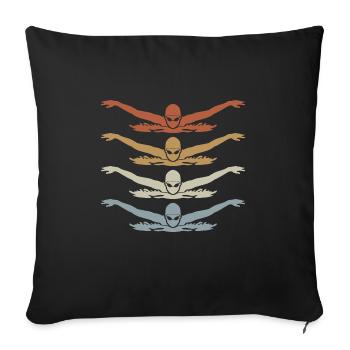 Natation, Papillon, Piscine, Rétro, Vintage - Housse de coussin décorative 45 x 45 cm - noir - Devant
