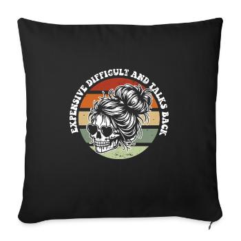 Skeleton Messy Bun Expensive Difficult And Talks - Sofakissenbezug 45 x 45 cm - Schwarz - Vorne
