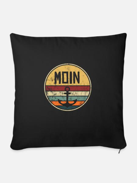 Moin Anker Vintage Retro Style Distressed Norden - Sofakissenbezug 45 x 45 cm - Schwarz