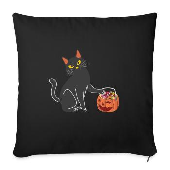 Halloween Cat Witch - Sofa pillowcase 17,3'' x 17,3'' (45 x 45 cm) - black - Front