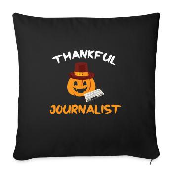 Thanksgiving Pumpkin Thankul Journalist - Sofa pillowcase 17,3'' x 17,3'' (45 x 45 cm) - black - Front