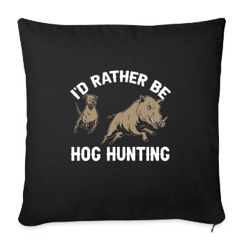 Chasse au sanglier chasseur sanglier - Housse de coussin décorative 45 x 45 cm - noir - Devant