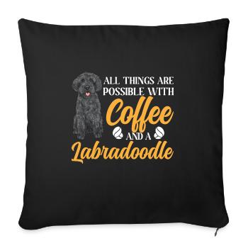 Labradoodle Chien - Housse de coussin décorative 45 x 45 cm - noir - Devant