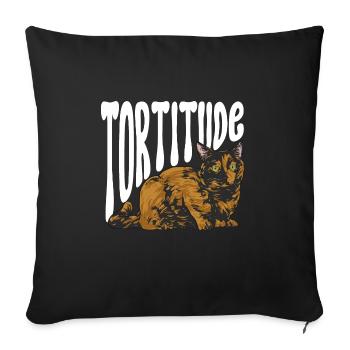 Schildpatt Katze Tortoiseshell Cat Tortie - Sofakissenbezug 45 x 45 cm - Schwarz - Vorne